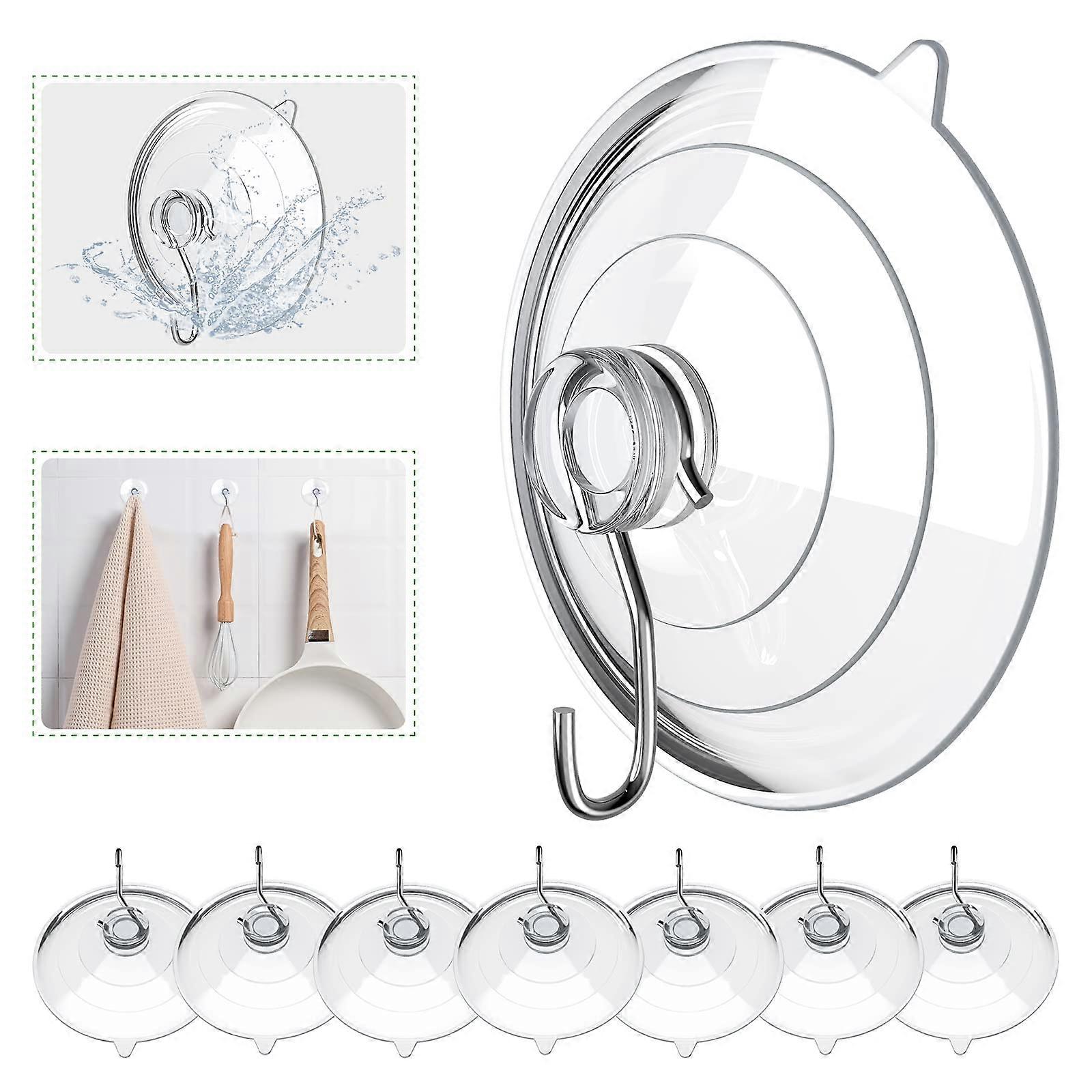 Suction Cup Hooks 2.5 Inch Clear Heavy Duty Removable Hooks for Bathroom Kitchen Wall Window 8 Pack