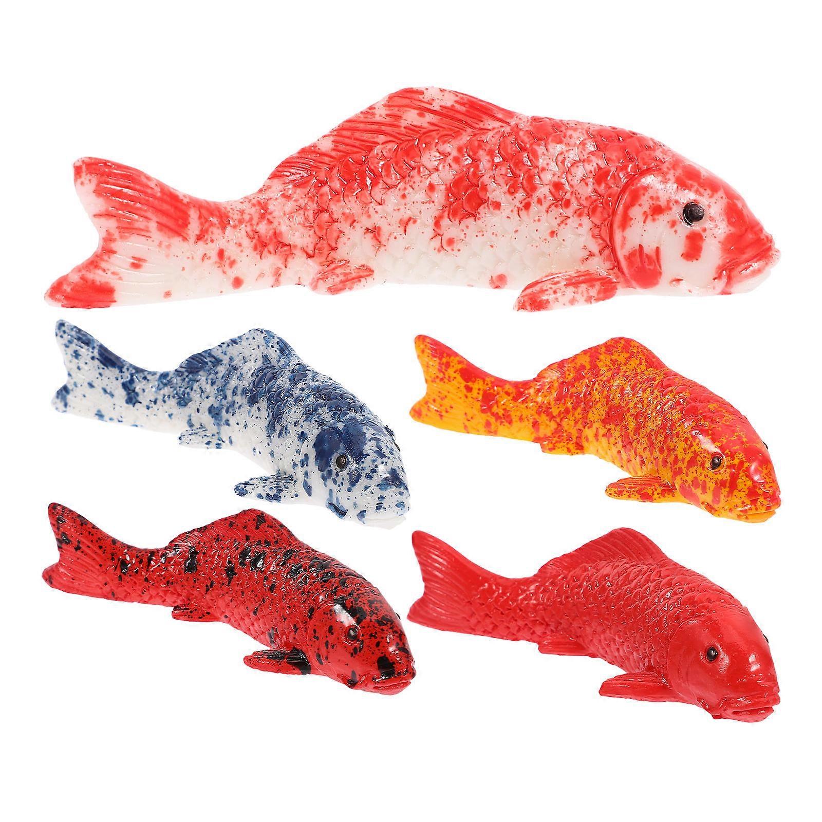 Koi Fish Resin Decors for Fish Tank Assorted Color 5Pcs Set