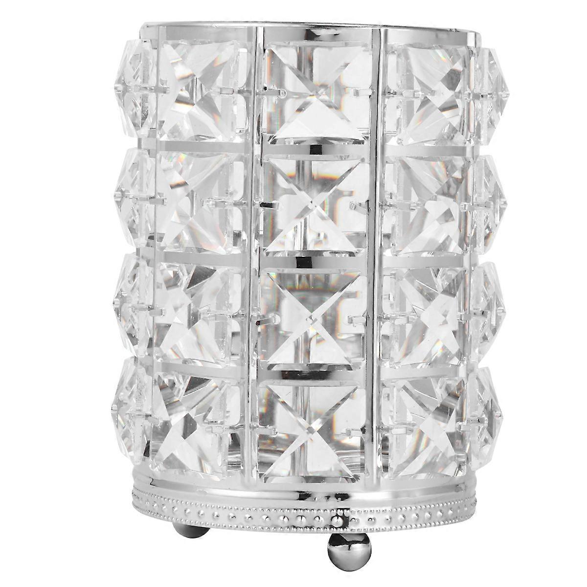 Hollow Crystal Cosmetics Holder for Storage Use Large Silver Design