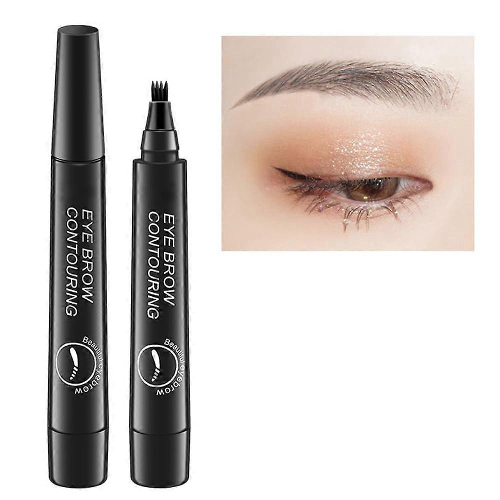 Black Microblading Eyebrow Pen with 4Fork Precision Tip and Spoolie Brush for AllDay Natural Brows