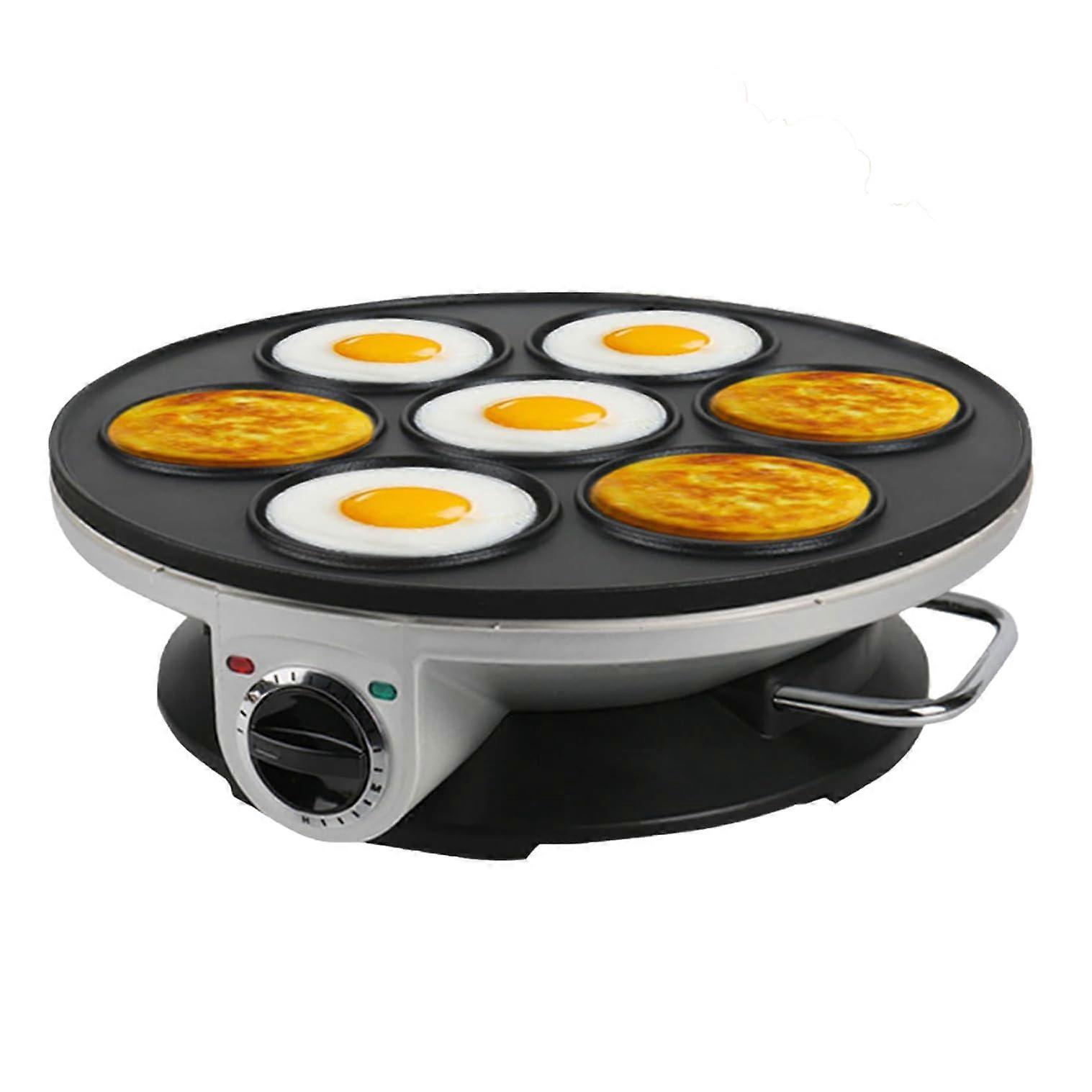 Electric Pancake Maker with 7Hole Non Stick Pan, 3Level Temperature Control for Breakfast