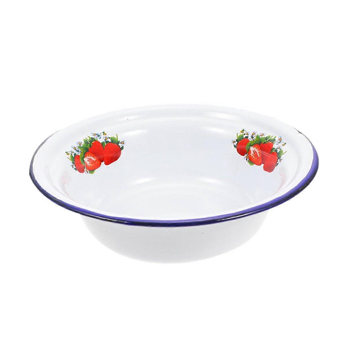 Vintage Enamel Soup Bowl Large Capacity Smooth Edge Retro Noodle Serving Kitchen Use