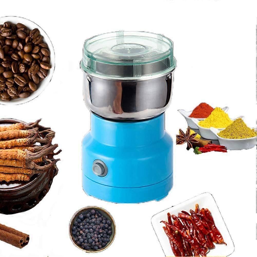 Electric Coffee Grinder with Adjustable Grind Timer, Stainless Steel for Spices Nuts Herbs Blue