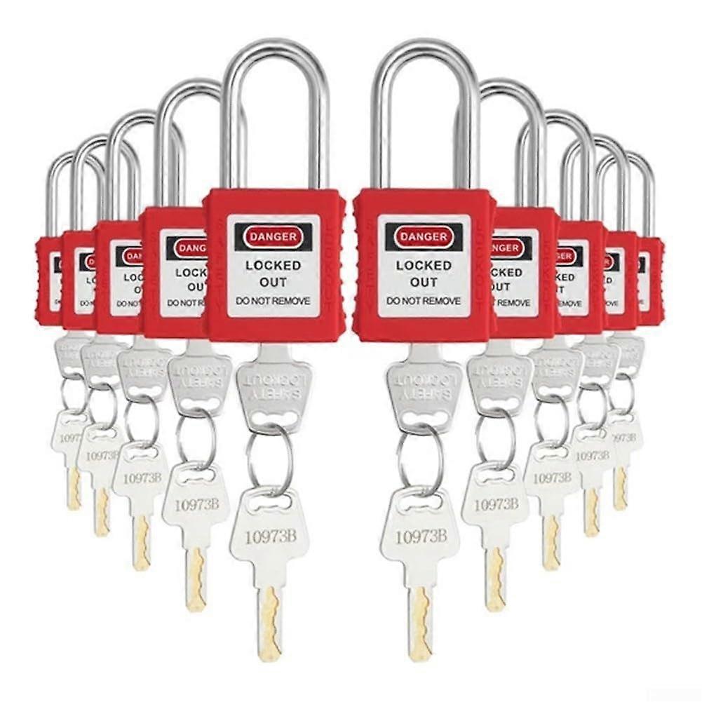 Lockout Tagout Padlock Set 10pcs Waterproof Rustproof with Rewritable Label for Facility Safety