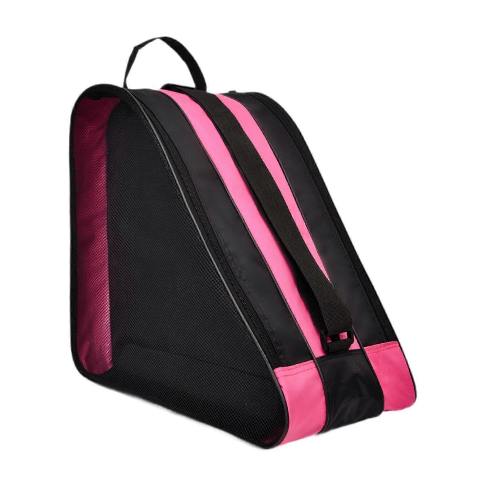 Roller Skate Bag with Adjustable Strap, Durable Oxford Fabric Ice Skate Backpack Pink