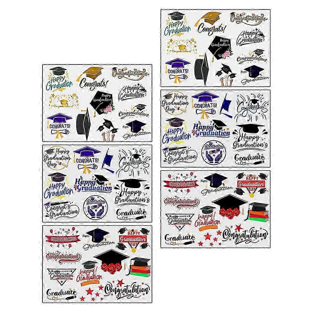 Temporary Graduation Stickers for Decoration 6 Sheets Latex