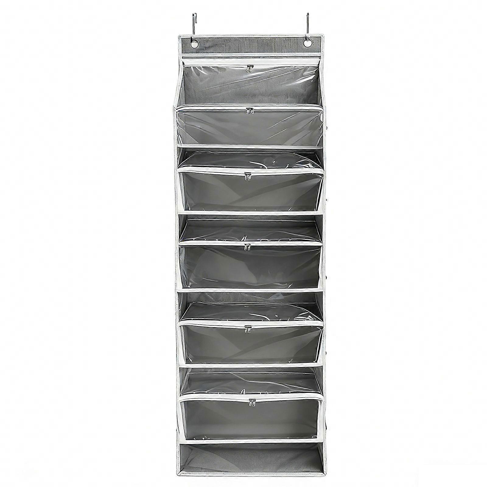 Space Saving Hanging Closet System Featuring 18 Pockets And Reinforced Structure In High Quality Fabric  Gray