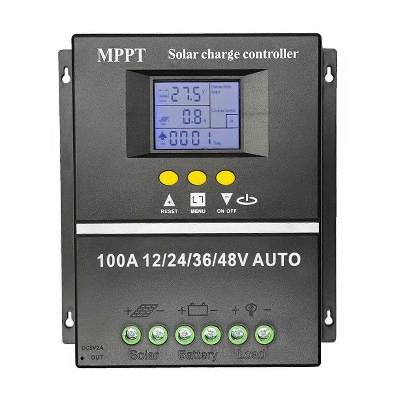 100A MPPT Solar Charge Controller with LCD Dual USB, Auto Voltage Detect 12V48V Off Grid