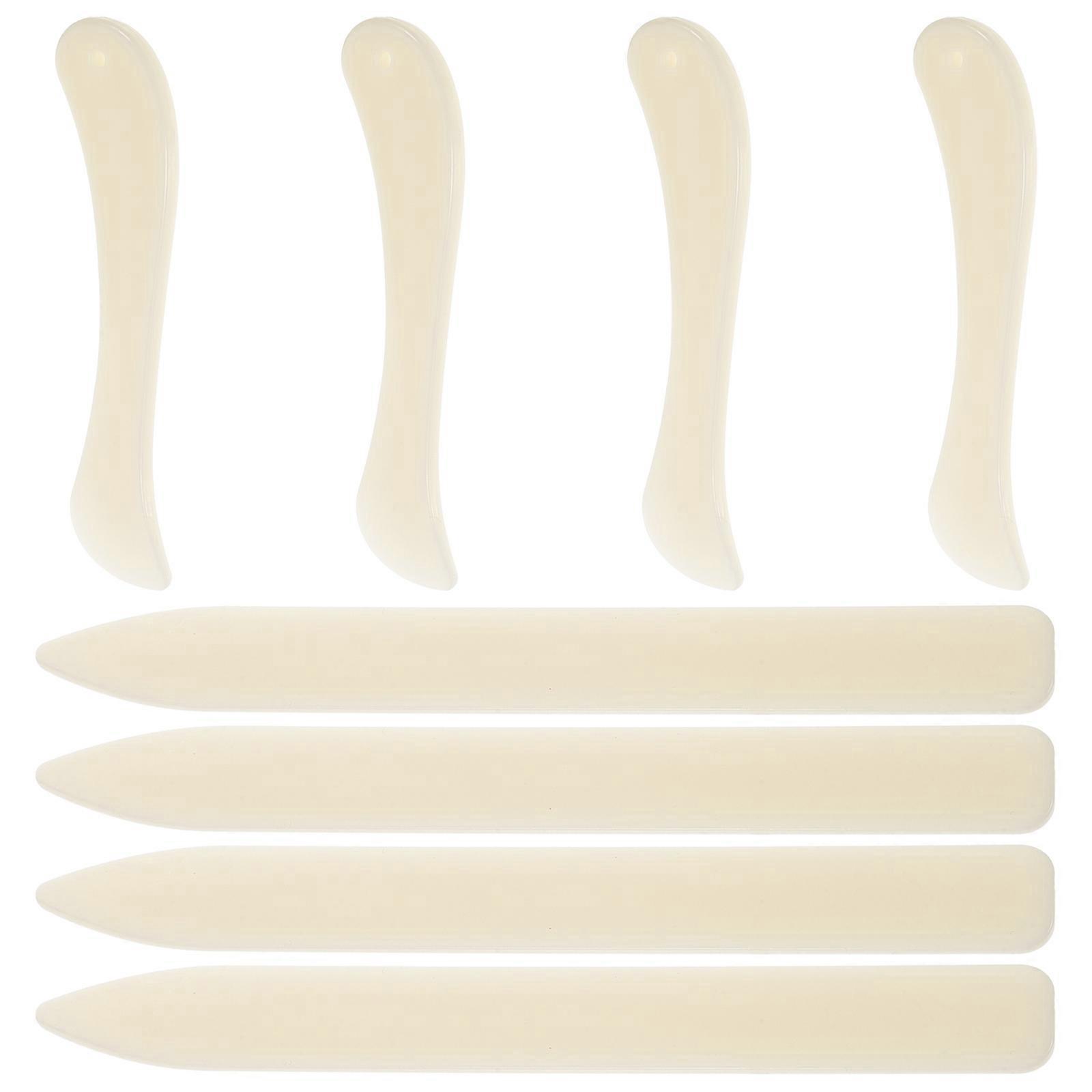 8Pcs Bone Folder Tool Set for Paper Crafts and Bookbinding in Khaki Plastic Material for Paper Creasing