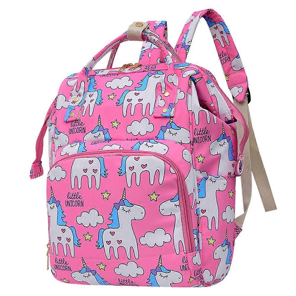 Pink Large Diaper Bag Backpack for Storage 1Pcs Waterproof Nylon