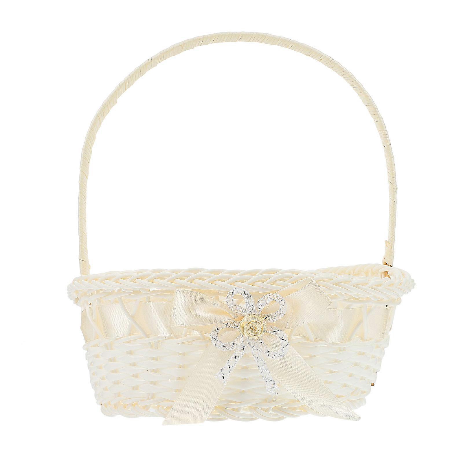 Plastic Wicker Flower Basket for Storage Use with Handle