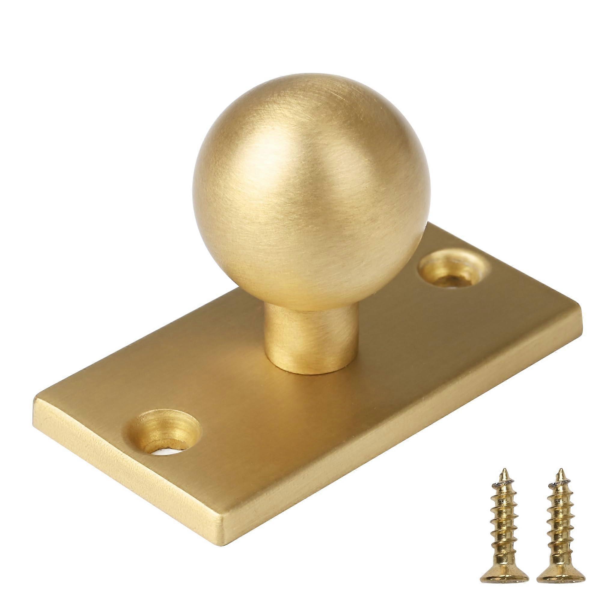 5 Pack Brushed Gold Solid Brass Cabinet Knobs with Backplate, Modern Drawer Pulls for Kitchen
