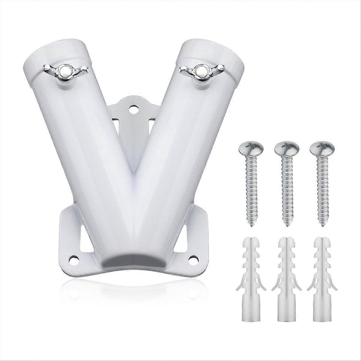 Double FlagPole Bracket Holder, V Shape Flagpole Wall Mount Bracket