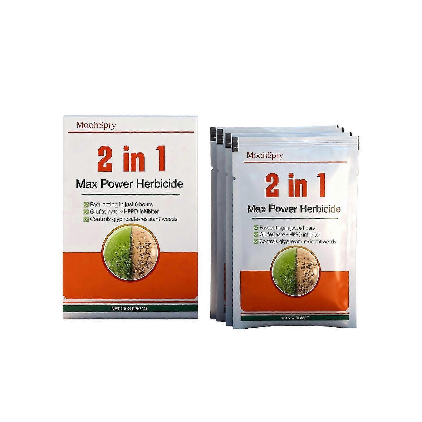 Désherbant 2 en 1 Max Power, traitement anti-mauvaises herbes, formule à action rapide pour pelouse, jardin et espaces extérieurs, 4 x 25 g -CN-2026