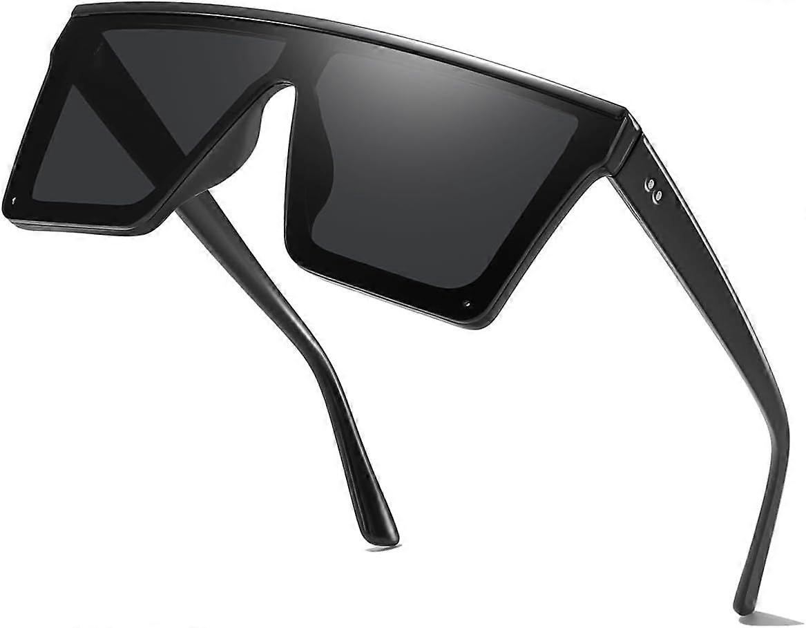 Square Oversized Sunglasses for Women and Men Fashion Flat Top Goggle Siamese Lens