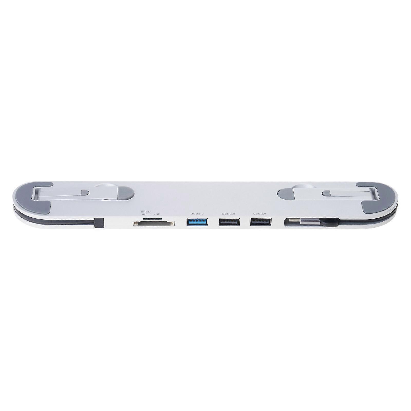 Multi-functional Laptop Holder & Docking Station Foldable Invisible Expansion Dock Notebook Bracket Tablet  Riser  Silver