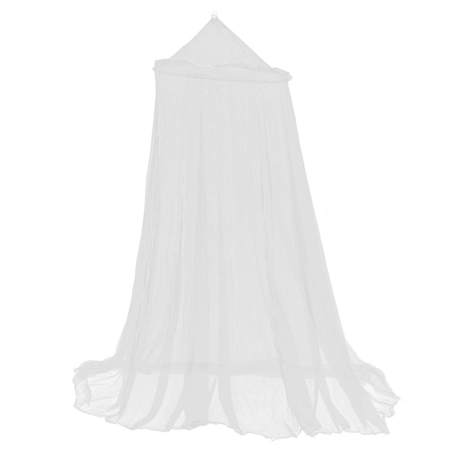 White Mosquito Net Bed Canopy Round Dome for Bed Ceiling Mounted