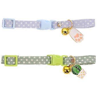 Cat Breakaway Collar Kitten Neck Collar with Pendant for Pet 2Pcs Adjustable