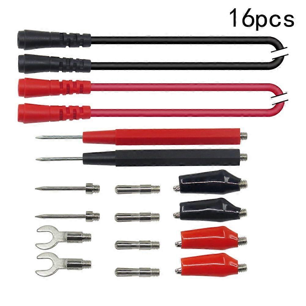 16-piece multimeter test lead probe voltmeter alligator clip kit