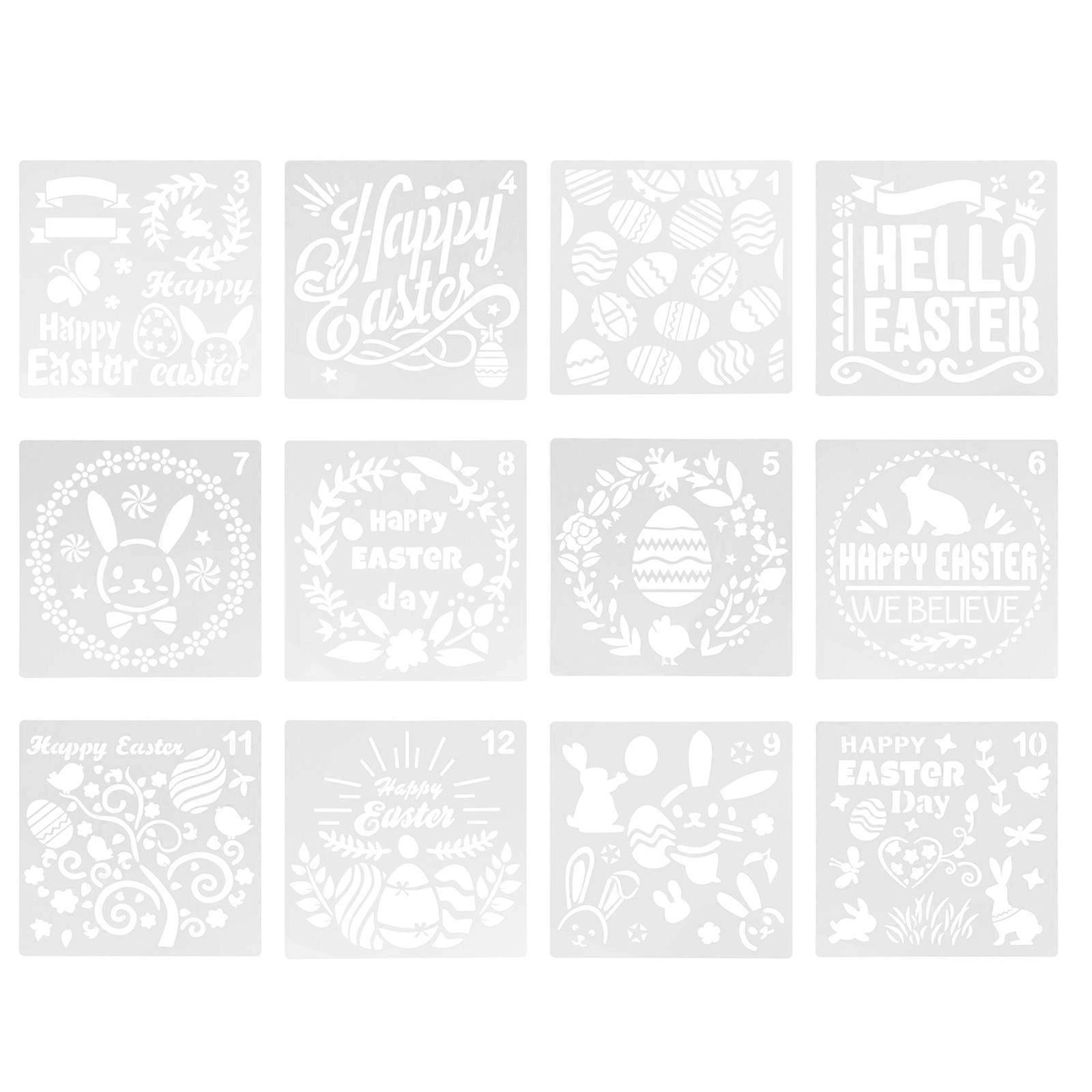 12 Sheets Reusable Drawing Stencils Templates Set for Crafting Easter Decoration