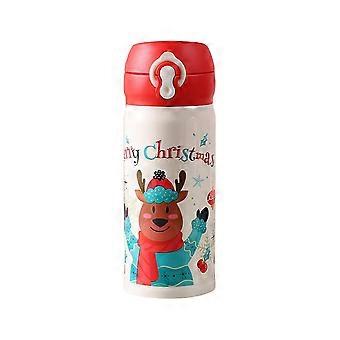 Caneca térmica de Natal em aço inoxidável com desenho fofo de alce e Papai Noel - 300ml, perfeita para viagens e para celebrar o espírito natalino.