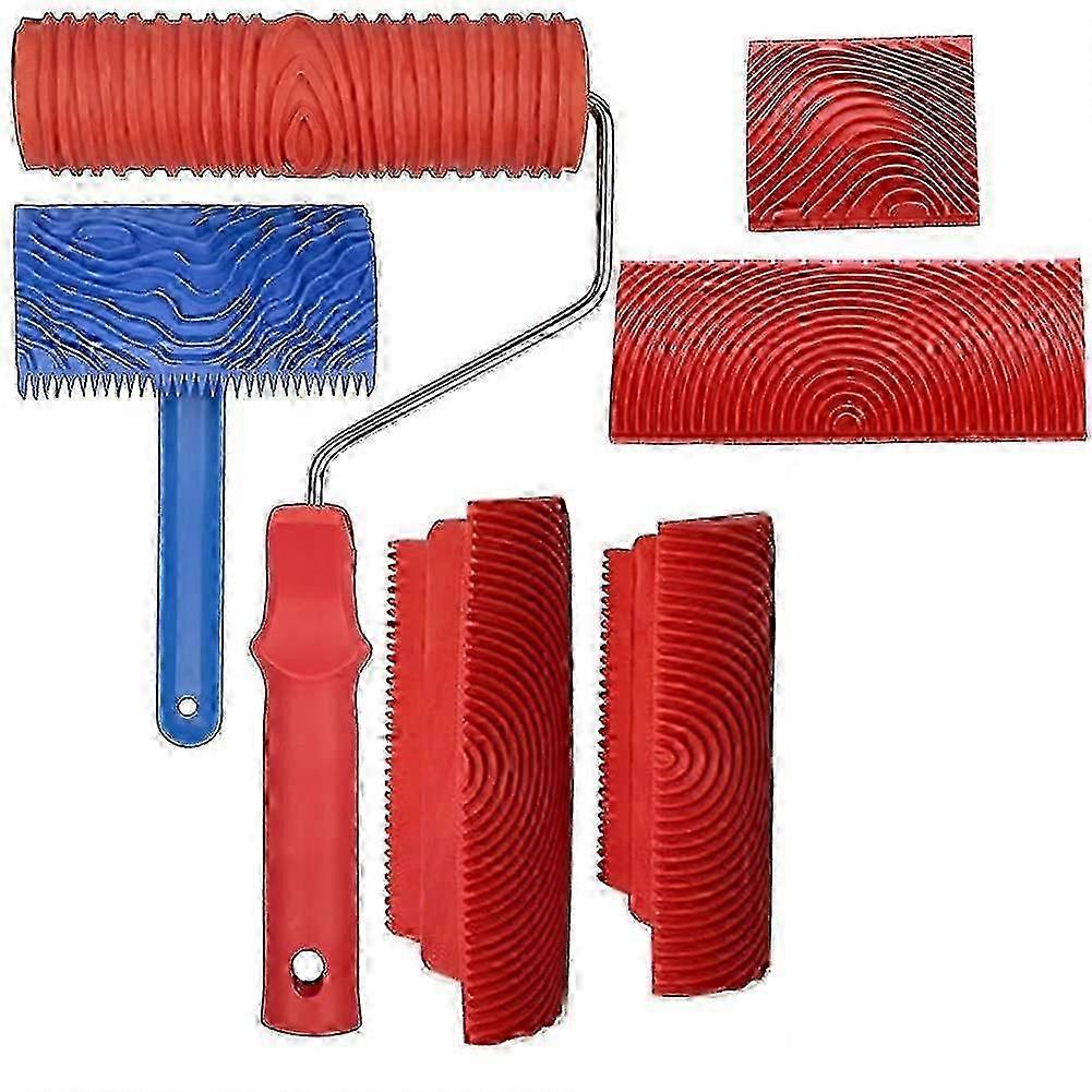 Conjunto de Rolos de Textura de Grão de Madeira - Ferramentas Profissionais de 7 Polegadas