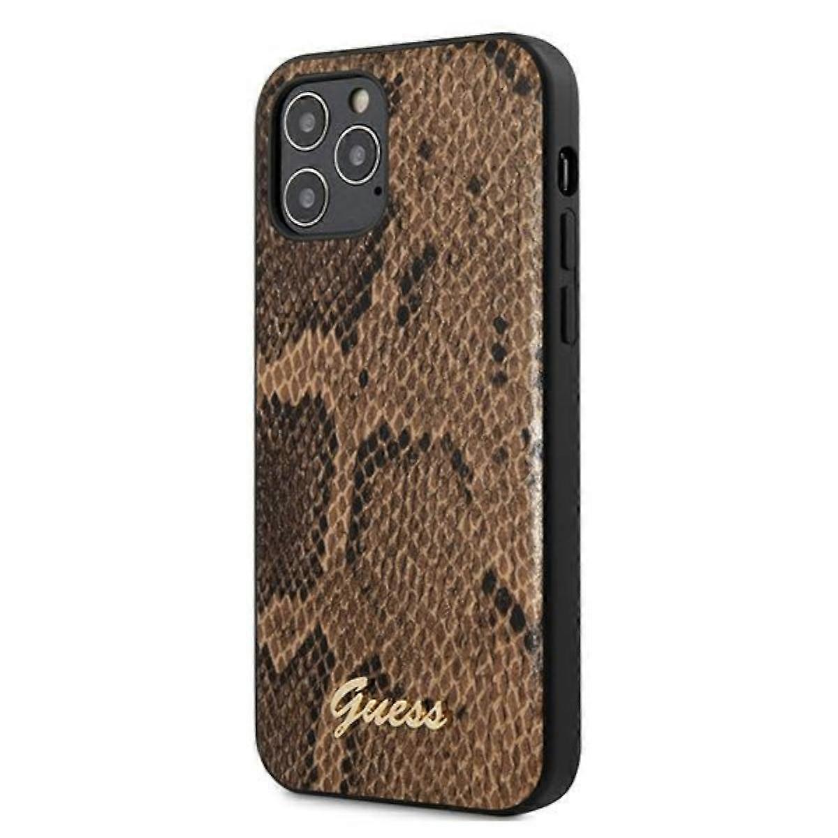 GUESS Protective Case for Apple iPhone 12 Pro Max Brown Python Case Cover NEW