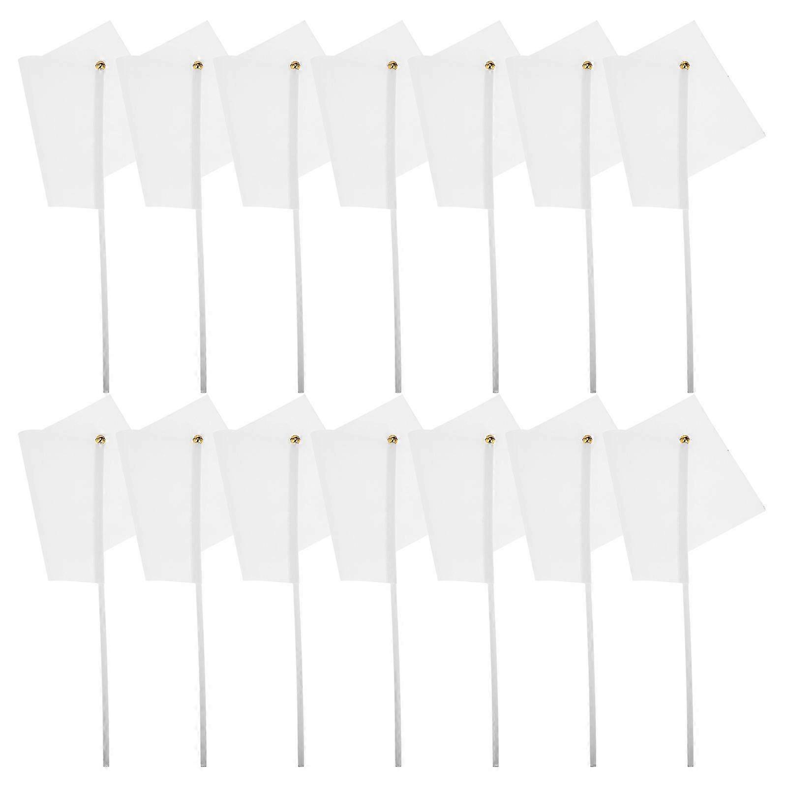 48PCS Hand-Cranked Bunting Flag Commanding Referee Flag Hand Waving Flag Command Flag (White)