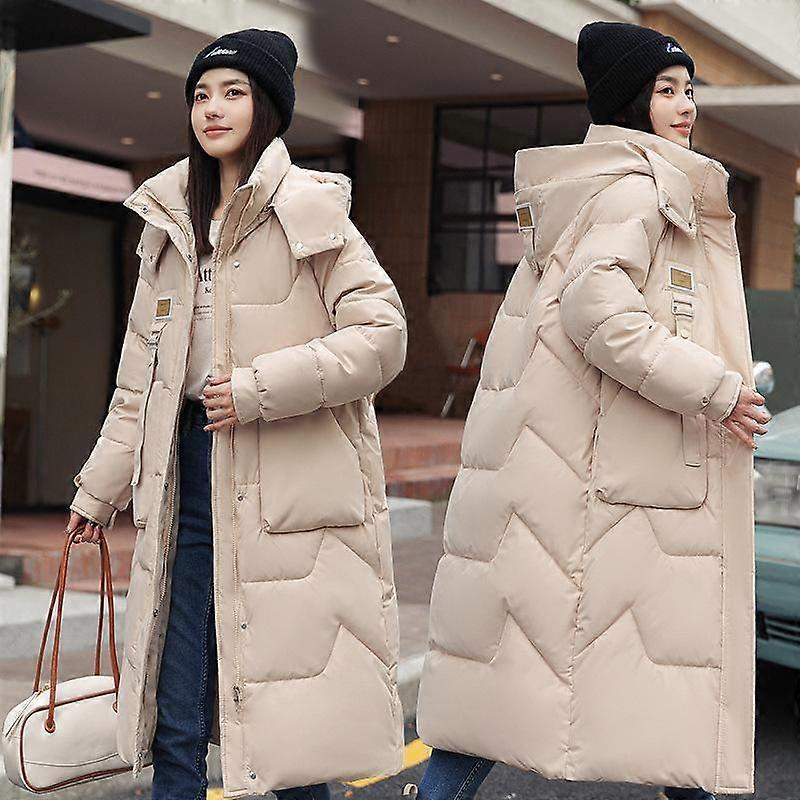 Women's Winter Solid Color Medium-length Knee-length Thickened Warm Down Jacket