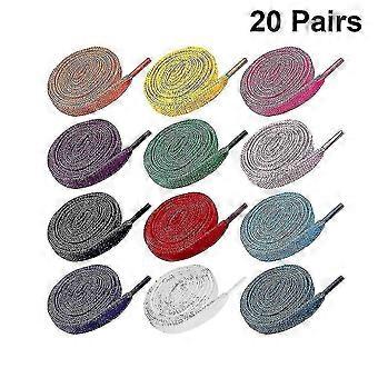 20pc Paires Remplacement Chaussures plates Lacets Chaussures colorées Lacets Cordes Pour Chaussures de Sport Baskets Patins