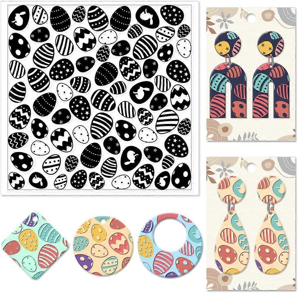 Easter Polymer Clay Texture Sheets Easter Eggs Stamp Sheets Rabbit Silicone Stamp Clay Texture Mat Texture