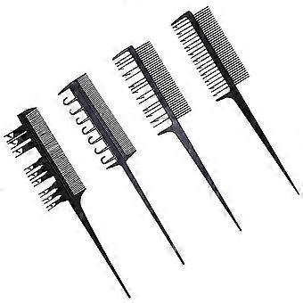 Herramientas para colorear el cabello Peine profesional de resaltado para barberos que agregan volumen Seccionamiento de cabello Fibra de carbono 1Set 4Pcs