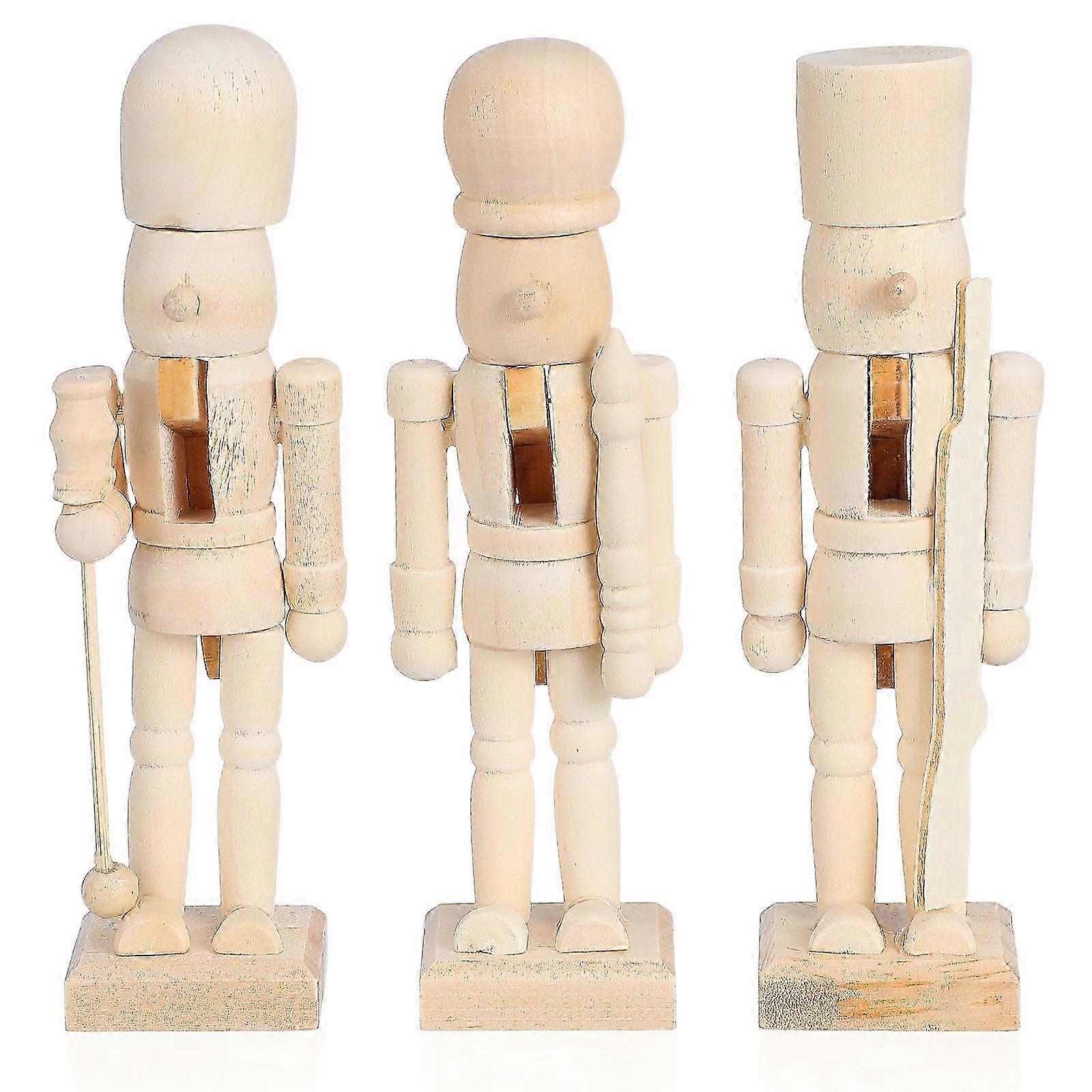 Nutcracker Wooden Nutcracker Puppet compatible with Kids Playing 3Pcs Beige Set