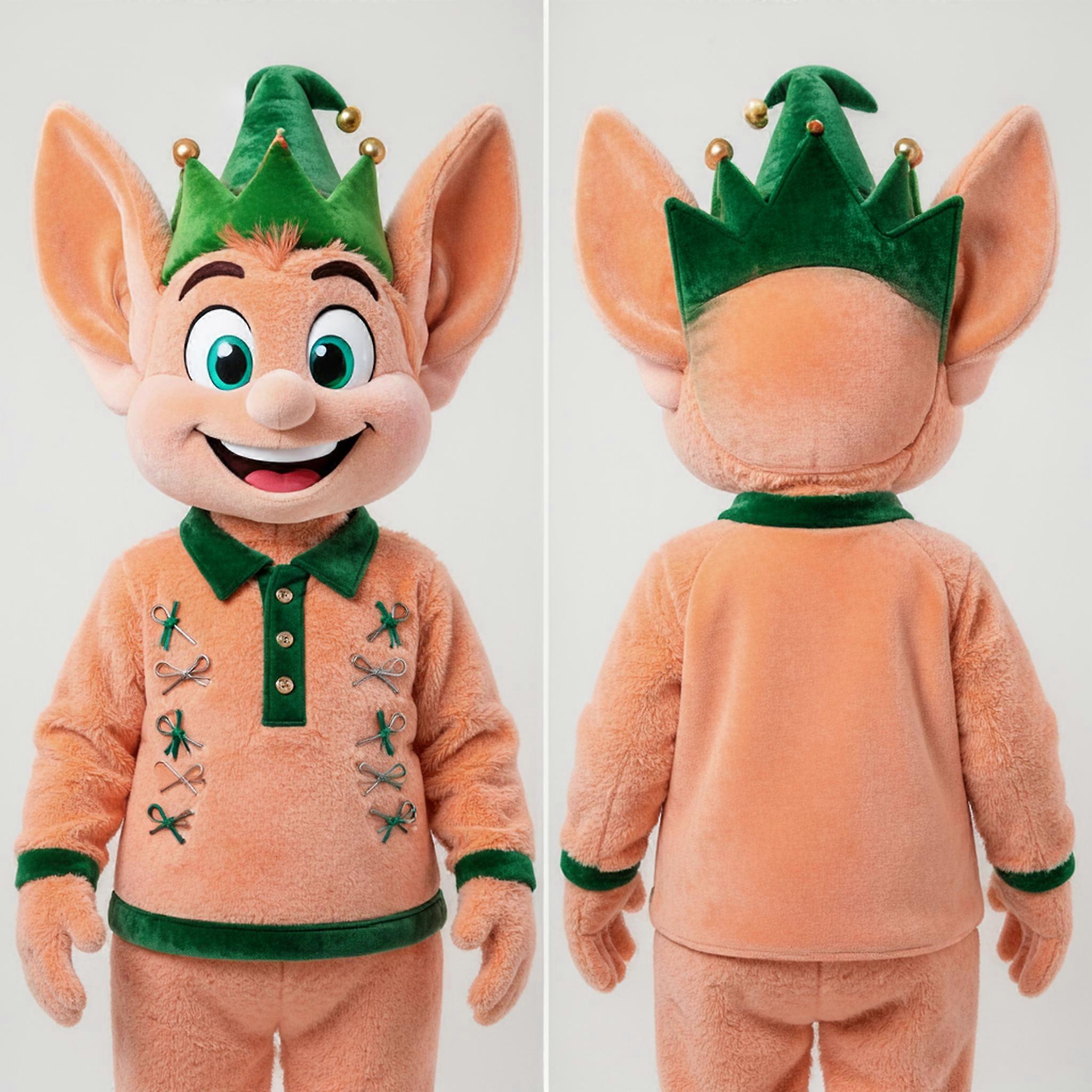 MASTICOT Peach Fuzzy Cartoon Elf Mascot
