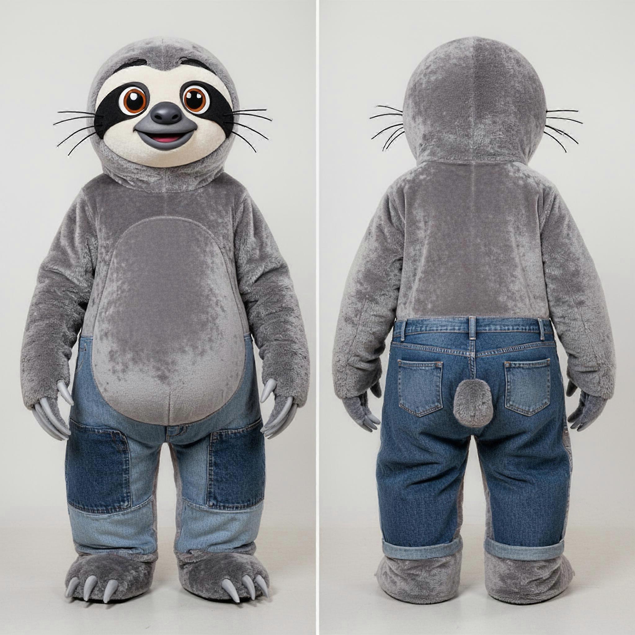 MASTICOT Velvety Gray Gentle Giant Sloth Mascot