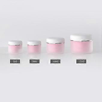 Pink Plastic Cosmetic Jars 100g, Leak-Proof Travel Containers for Makeup, Lotion and Lip Balm, 3 Pieces for Home, Travel and Camping