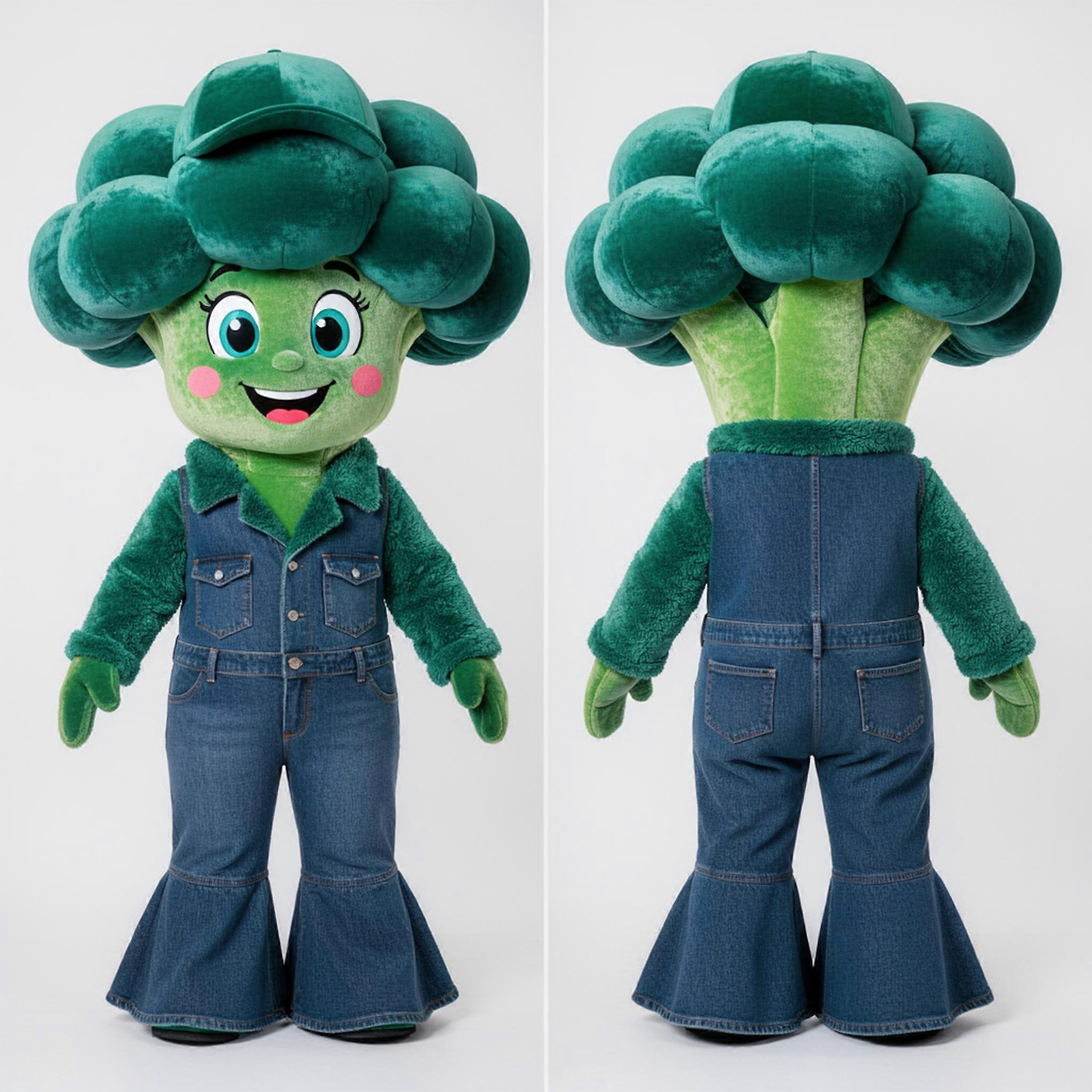 MASTICOT Teal Velvety Broccoli Mascot
