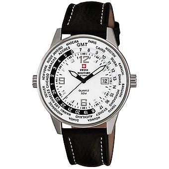 Schweizer Militär Quarz Analog Man Uhr mit Kuhfell Armband SM34007.04