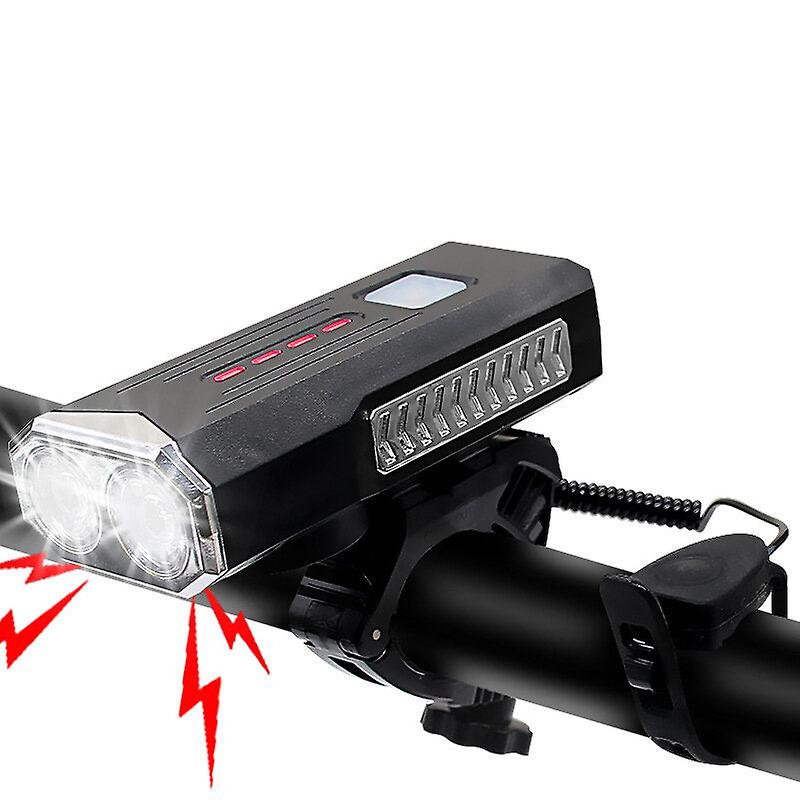 2-In-1 400lm 2xt6 Bike Light 3 Modes Adjustable Usb Charging Bicycle Front Lamp 6 Modes 120db Horn With Mount Holder