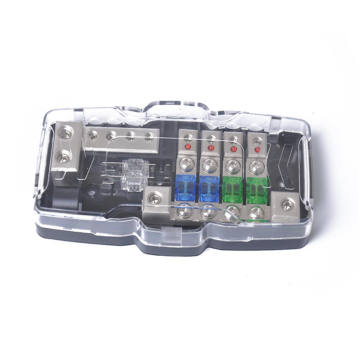 Blade Fuse Holder, 4 Way Fuse Holder Car Audio Stereo Distribution Block Fuse Distribution Block 4 Way Fuses Box Block