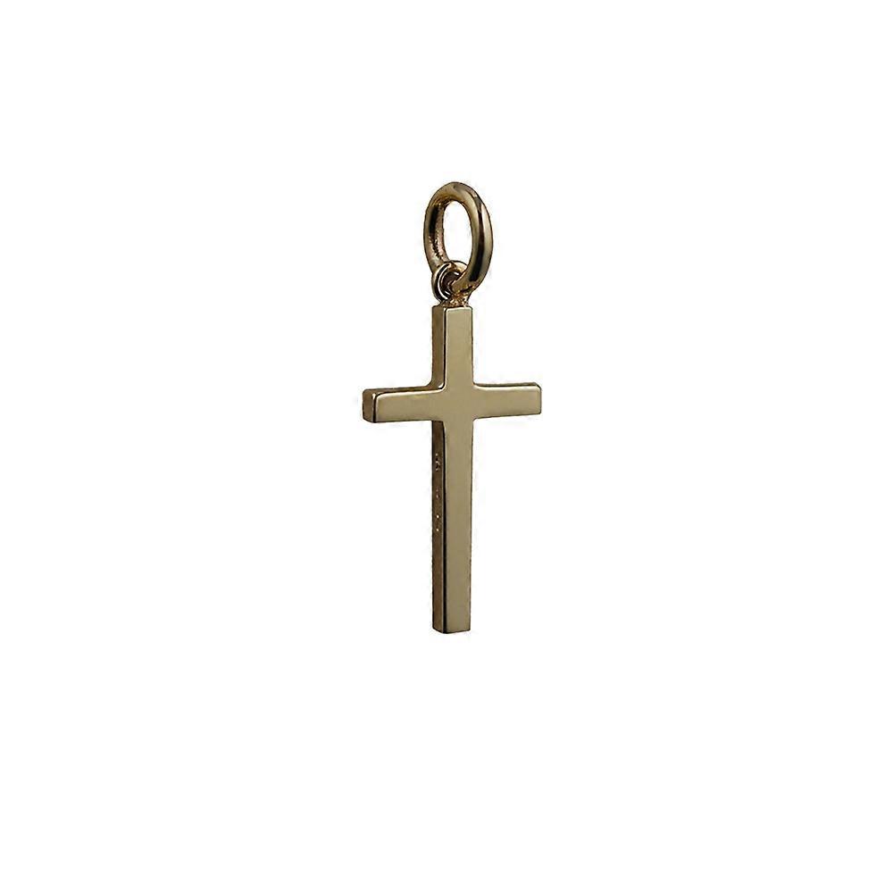 9ct Gold 20x12mm plain solid block Cross