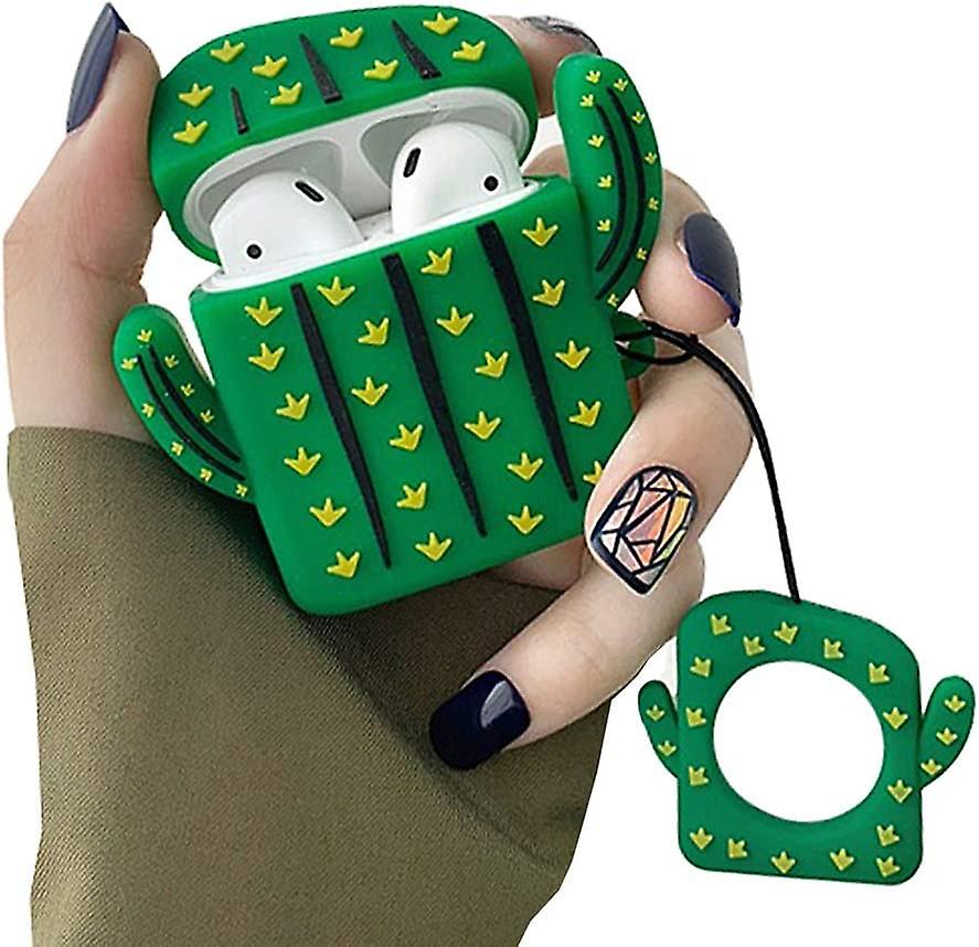 Cute Cactus AirPods Case Cover, 3D Cartoon Soft Silicone