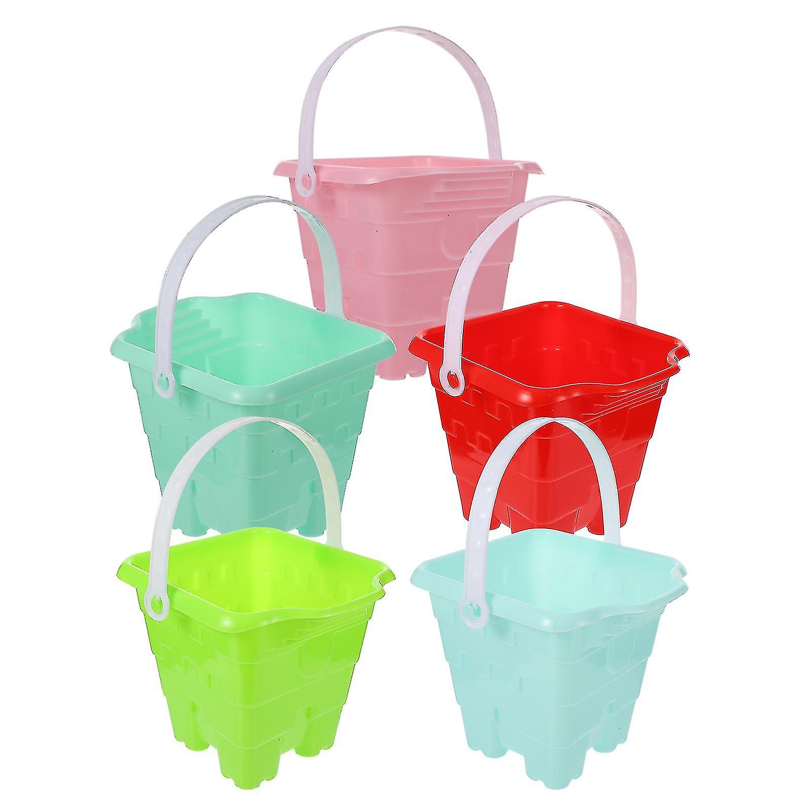 5pcs Interesting Mini Bucket Toy Child Sand Buckets Plastic Beach Bucket