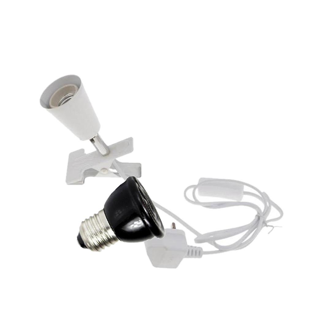 E27 Verstellbare Reptilienlampenfassung mit Infrarot-Glühbirne UKPlug Weiß 80W