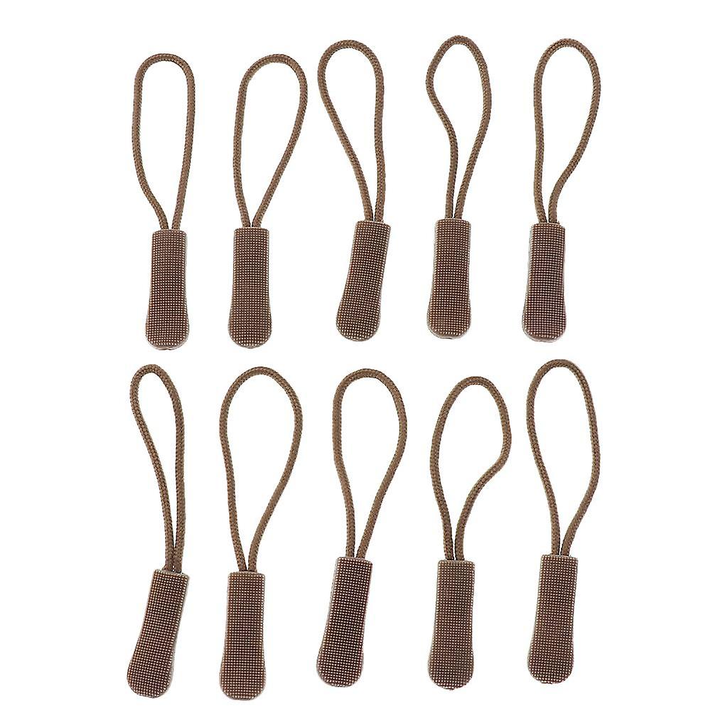 10pcs Zipper Pull Cord Zip Puller Fastener Slider Replacement Tan
