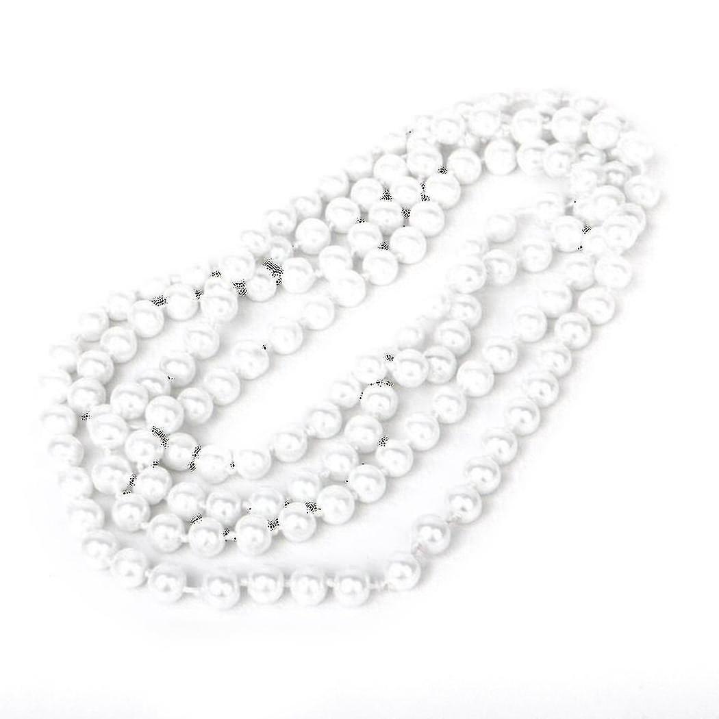 Faux Pearl Long Sweater Collar de cadena blanco