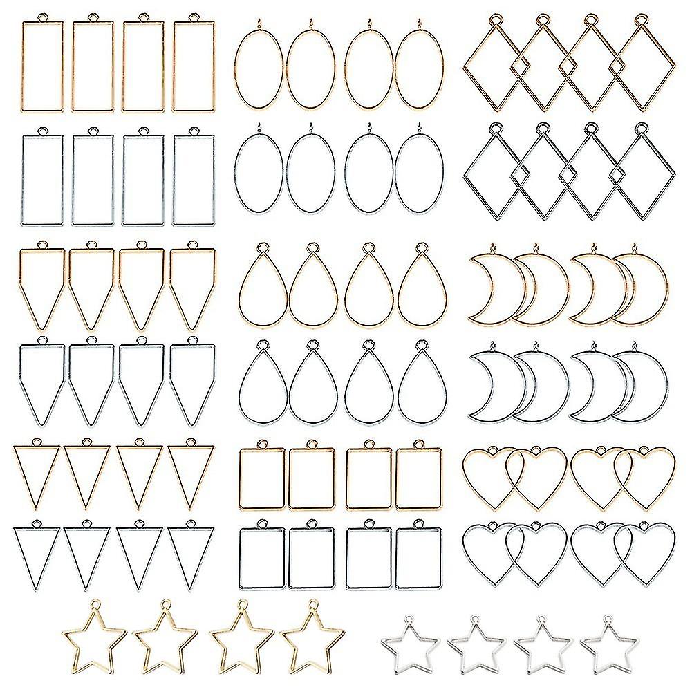 80 Pcs Assorted Open Metal Bezels For Resin Pressed Frame Charms Earring And Necklaces Making Frame