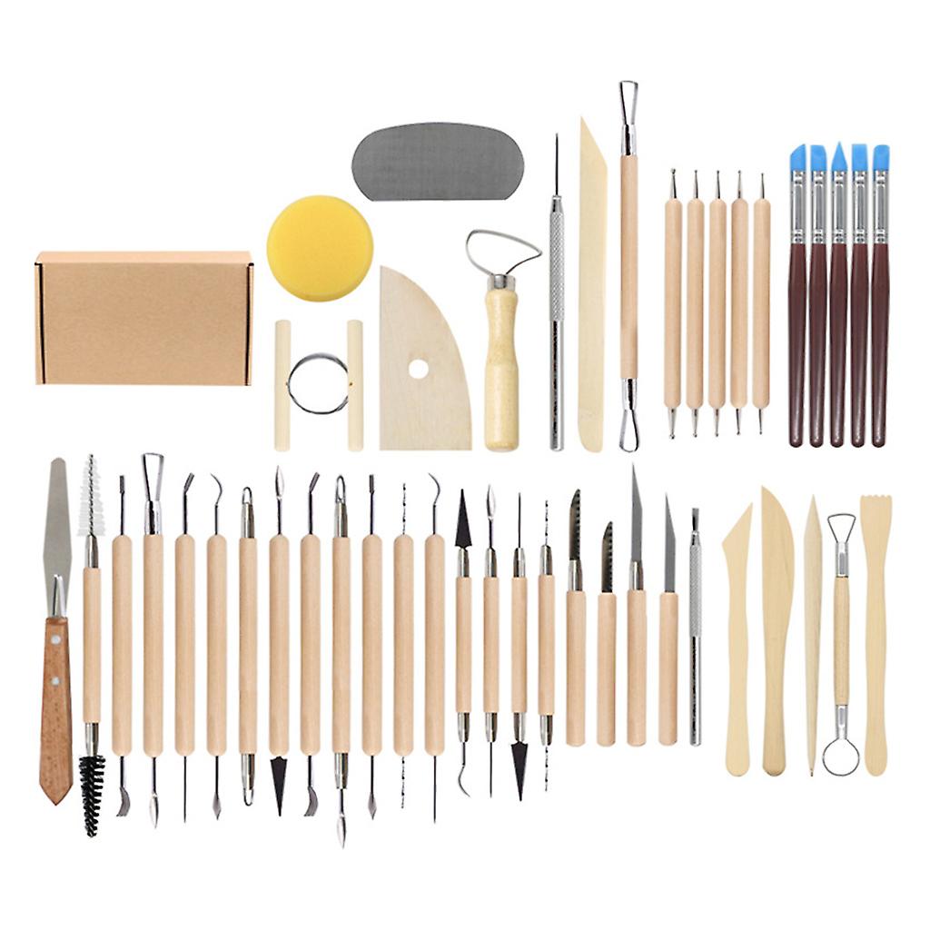 45pcs Multifunctional Clay Pottery Tools Portable Dual-End Carving Tools Set