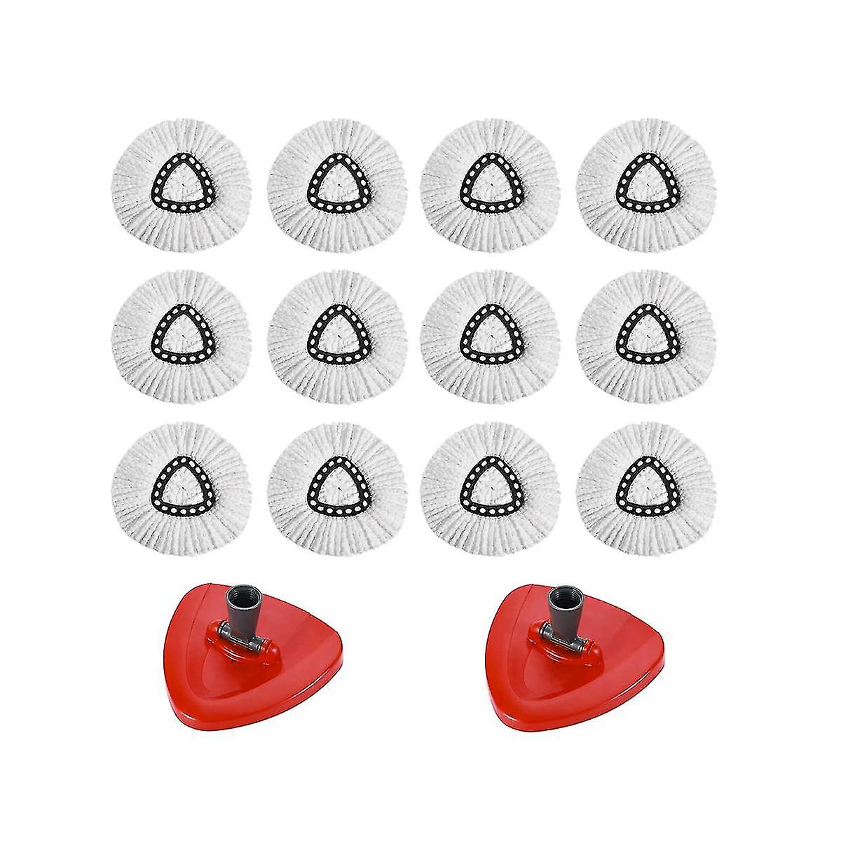 12 Pcs Mop Replacement Heads For Rvileda/o- Microfiber Refills With 2 Bases Easy Clean Replace