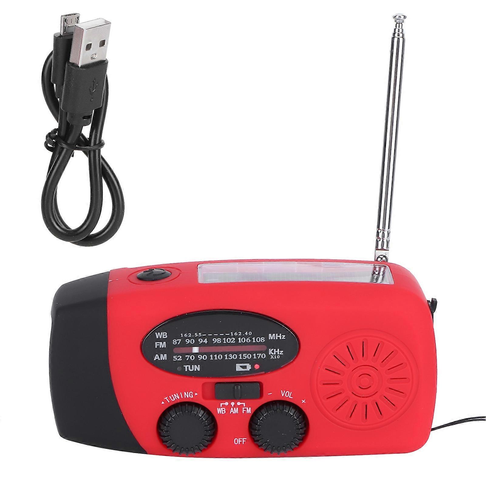QQT088 ABS Solar Powered Emergency Multifunctional Hand Crank Radio with FM/AM Flashlight